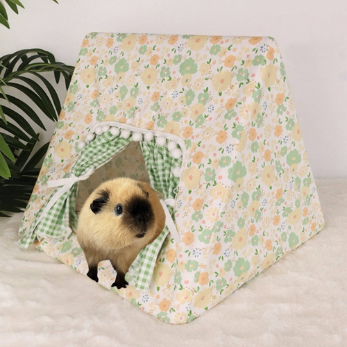 Cozy and Stylish Guinea Pig Hideaway Tent with Floral Curtains