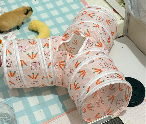 Foldable 3-Way Guinea Pig Tunnel with Interactive Ball